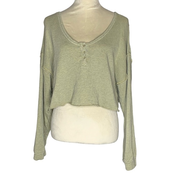 Free People Tops - Free People Beach Green Relaxed Crop Top